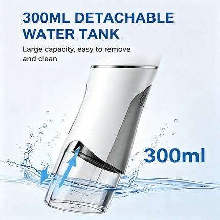 Portable Water Flosser Oral Irrigator 300ML 4 Modes IPX7 Waterproof Dental Cleaner 360° Nozzle for Travel Home Use