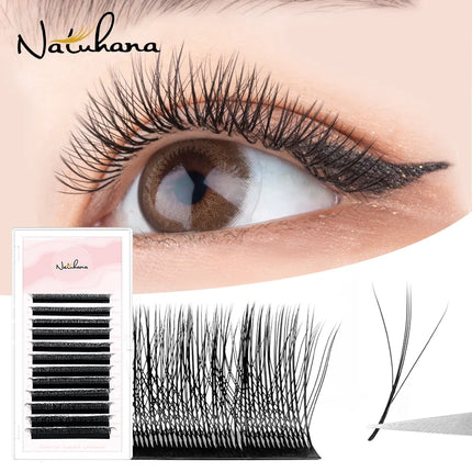NATUHANA W Shape Eyelashes Extensions 3D 4D 5D 6D W Shaped Brown Black Clover Hand made Premade Volume Fans Lash Extensions