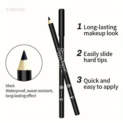 1-20Pcs Waterproof Eyeliner Pencil Long-Lasting High Pigmented Black Wooden Eyeliner Eyebrow Pen Hard Refill Smooth Eyes Makeup