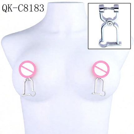 QKKQ Handheld Stainless Steel Nipple Clamp Nipples Stimulator Sexy Tools Teat Bondage For Women Couple Intimate Game BDSM Toys