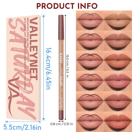 6Pcs Lipliner Set Ultra Fine Wood Lip Liner Set - Velvety Silky Waterproof Matte Long-Lasting 18 Colors Lip Makeup