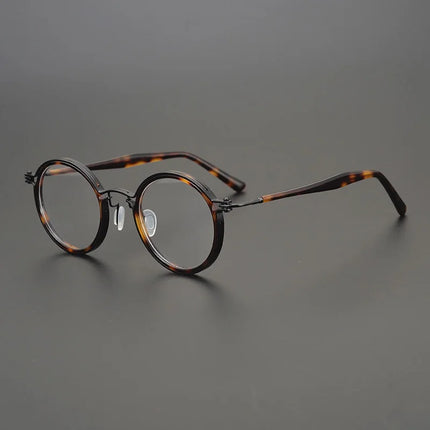 Top Quality Retro Round Glasses Frame Japanese Handmade Titanium Ultralight Men Eyeglasses Women Eyewear Acetate Korean Fashion