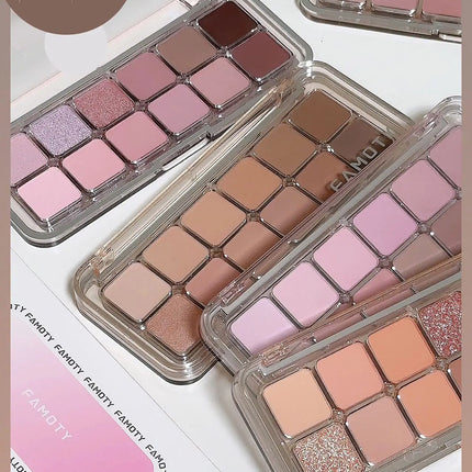 12-Color Low Saturation Eyeshadow Palette All Matte Tea Apricot Eye Makeup Palette Daily Earth Makeup Long Lasting Eye Shadows