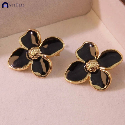 New Temperament Flower Earrings for Women Girls Sweet Korean Fashion Gold Color Crystal Zircon Party Accessories