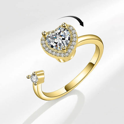 VENTFILLE 925 Sterling Silver Moon And Stars Zircon Rotatable Ring For Women Gift Diamond Relieve Stress Ring Jewelry Wholesale