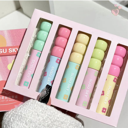 1/5Pcs Candied Fruit Lip Mud Milk Mist Velvet Matte Lip Gloss Long Lasting Not Easy To Stick Cup LipGlaze Almond Brown Pink