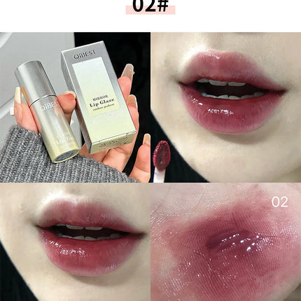 QIBEST Watery Mirror Lip Gloss Long-lasting Moisturizing Easy Wearing Water Glass Lip Glaze Hydrating Sexy Red Lip Tint Makeup