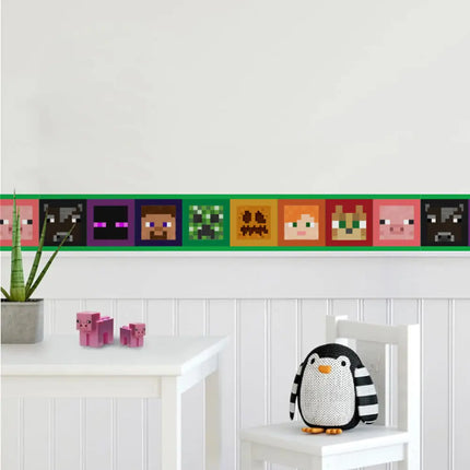 DIY Iconic Faces Peel&Stick Border Self-Adhesive Wall Border Sticker Home Decorative Border for Bathroom Living Room Decor