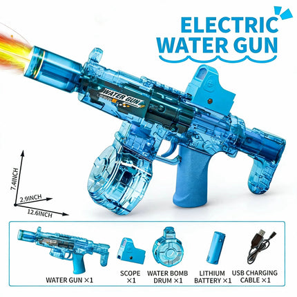 Space Electric Water Gun Energy Ring Burst Transformation LED Lights Large Capacity Full Auto Continuous Fire Squirt Gun Toy
