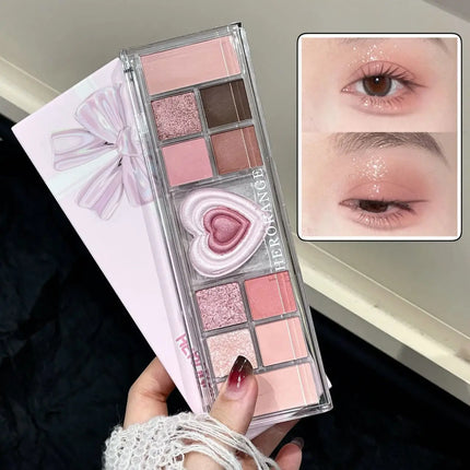 12-Color Tea Apricot Eye Makeup Palette Low Saturation Eyeshadow Palette Pearlescent Matte Shimmer Earth Color Eye Shadow Beauty