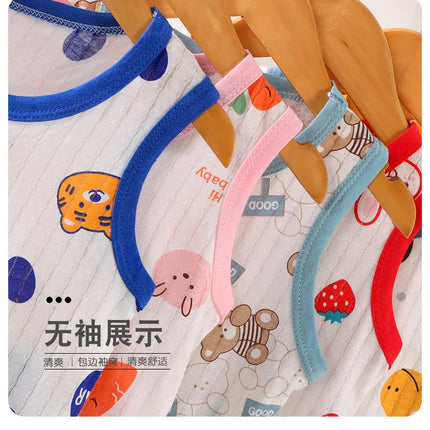 2025 New Kids Sleeveless Set Summer Cotton Girls' Shorts Pajamas Korean Style Boys' Tank Top Outfit Children Clothing Set