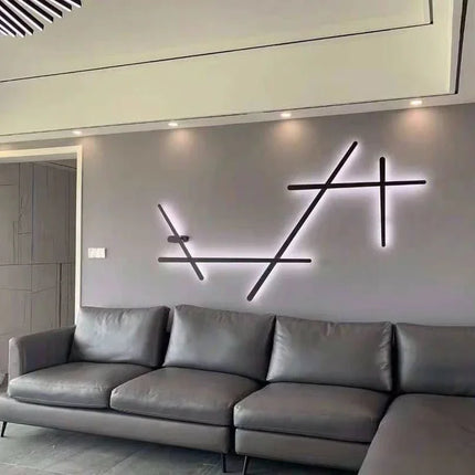 Modern Minimalist Black Line Long Wall Lamp Living Room Background Dining Bedroom Aisle Interior Decor LED Designer Wall Light