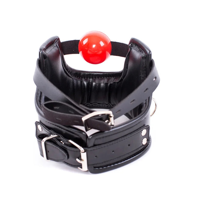 Adult Harness Mask Gags Ball Sex Toy Set with 42mm Silicone Open Mouth Ball Gag for Couple BDSM Restraint Silent Erotic Games