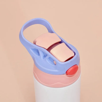 350ml Sublimation Straight Sippy Cup Flip Top Kids Bottle Stainless Steel Double Wall Water Tumbler with Straw Sippy Bottle