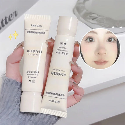 Moisturizing Liquid Foundation Ivory White Natural Color BB Cream Waterproof Lasting Base Concealer Lightweight NonSticky Makeup