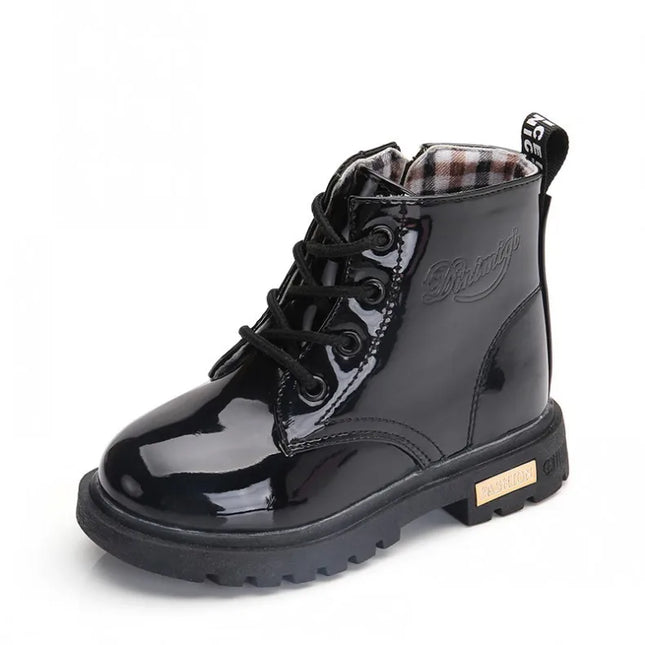 Children Ankle Shoes PU Leather Waterproof Tide Kids Rubber Boots Girls Boys Fashion Boots Anti-Slippery Spring Autumn 2024