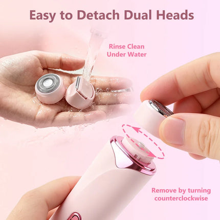 2 in 1 Double Head Electric Shaver for Women Waterproof Wet & Dry Hair Razors Bikini Hair Trimmer Detachable Head Shaver