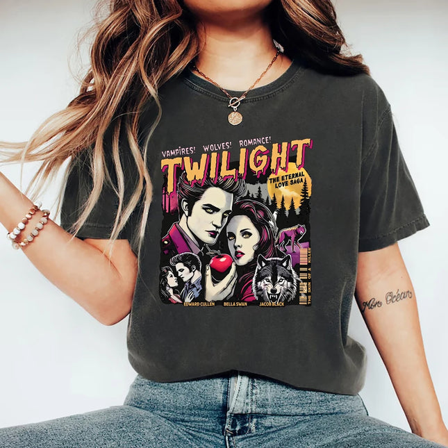 Vintage Twilight T-Shirt Twilight Fans Homage T-shirt Retro Unisex Tshirts Short Sleeve Vampires Shirt Top Gift for Book Lover