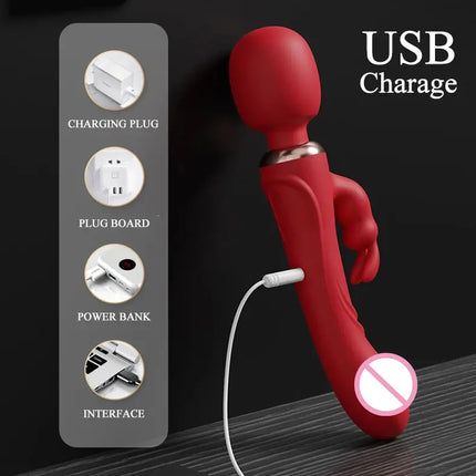 Double Head Powerful Vibrator for Women 30 Speed Clit Stimulator G Spot Vagina Massager Female Masturbator Sex Toys for Adult 18