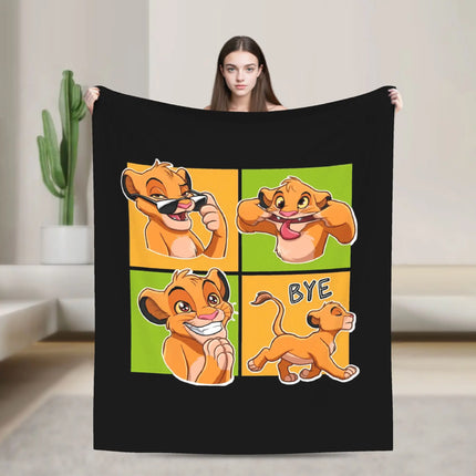 Warm BlanketGirls Boys Decorative Simba Lion King Throw Blanket  Flannel Bedspread Chair Sofa Bed Street Trend Sofa Bed Cover
