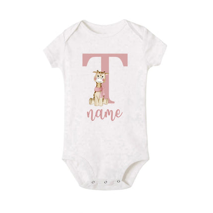 Personalized Baby Bodysuit Initial with Name Newborn Wild One Romper Deer Printed Clothes Baby Girls Clothes Infant Shower Gift