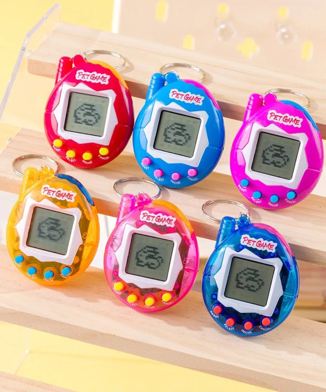 Mini Tamagotchi Game Console Keychain, Multilingual Electronic Pet Toy， Pixel Game Boy Pendant for Kids