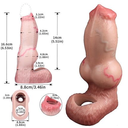 FAAK 14 styles Silicone Fantasy Horse Hollow Dildo Dog Large Knot Nude Penis Sleeve Size S M L Cock Enlarger Sex Toys For Men