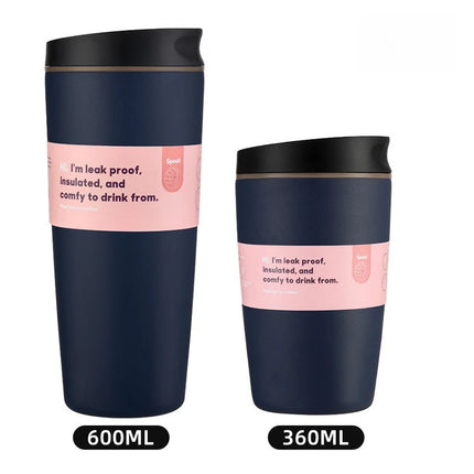 Simple Stainless Steel Vacuum Flasks Mug Insulated Coffee Cup Leakproof Lid Travel Silent Base Thermos Cups Thermal Water Bottle
