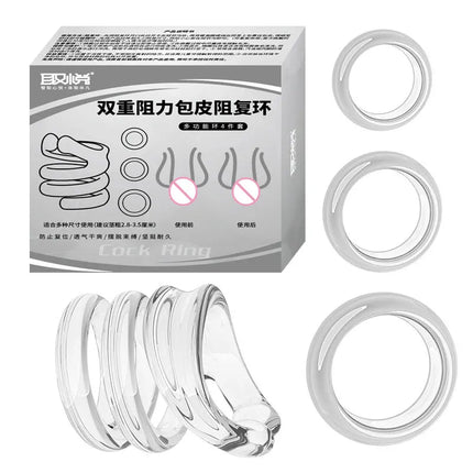 4PCS TPE Foreskin Corrector Resistance Ring Daily/Night Cock Ring Male Sex Toys Delay Ejaculation Penis Ring for Adult Supplies
