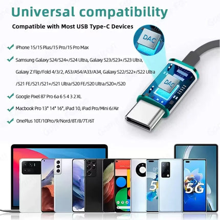 9D Bass Stereo Type C&3.5mm Headphones Volume Control Headset With HD Mic Wired Earbuds For iPhone15/16 Samsung Galaxy Earphones