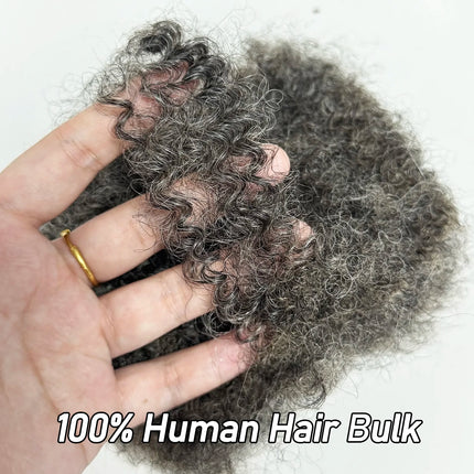 30g/pack Salt and Pepper Afro Kinky Bulk Human Hair for Dreadlocks Extensions Afro Kinky Curly Crochet Human Hair for Braiding