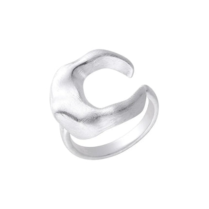 925 Sterling Silver Matte Finish Moon Open Rings For Women Ladies Luxury Jewelry Wholesale Accessories Jewellery Argent 925