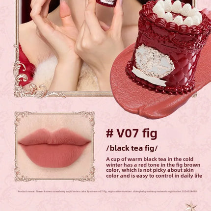 Flower Knows Strawberry Cupid Cake Lip Mud Mist Matte Velvet Lip Cream Lip Makeup 5ml