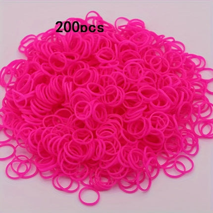 200pcs Rubber Loom Bands DIY Bracelets Wristband Silicone Rubber Hairbands Craft Kit Toys Birthday Christmas Gift Party Supplies