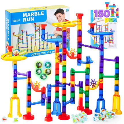 Joyfy 150 Pcs Glowing Marble Run Construction Building Blocks Toys with 5 Glow Marbles for Kids Birthday Christmas Gift