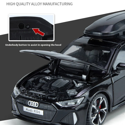 1:32 Audi RS6 Quattro Station Wagon Alloy Metal Diecast Vehicles Car Model Sound & Light Holiday Gifts For Friend Hobby Collect