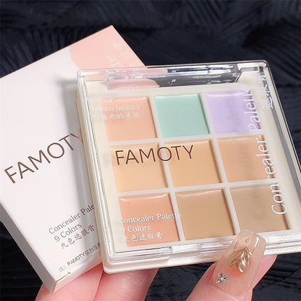 9Color Concealer Palette Full Coverage Concealer Cream Waterproof Covers Acne Mark Dark Circles Brighten Face Base Korean Makeup