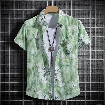 Beach Style Printed Shirts for Men - Short Sleeves Hawaiian Loose-Fit Casual Shirts