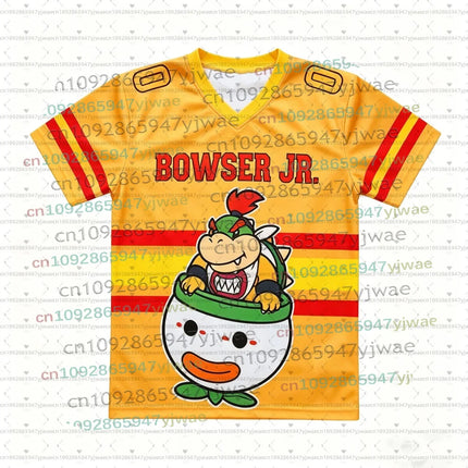2026 Men Women Bros Yoshi Peach TShirt Summer Breathable Boy Girl V-neck Tee Oversize Short Sleeve Football Jersey For Fans Gift