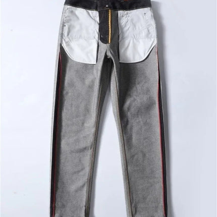 Men's Japanese Handmade Embroidered Jeans Pure Cotton Straight Tube Hip-Hop Popular Slim Red Ears Show Thin Trousers Devil Black