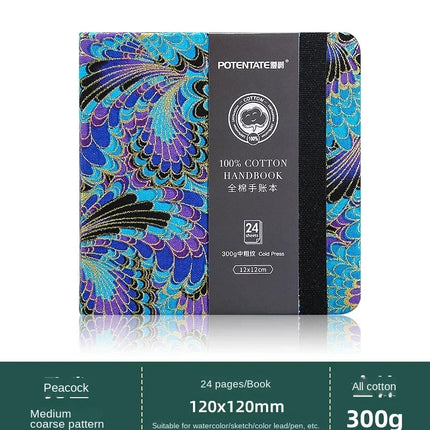 Square Cotton Watercolor Book 300g Organ Book Fabric Folding Hand Ledger Fine Lines Portable Sketch Color Lead Painting Book