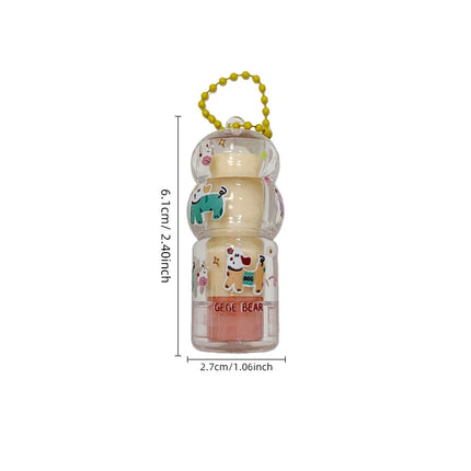 Gege Bear Fruit-Flavored Lip Balm Hydrating Cute Keychain Pendant Lipstick Long Lasting Moisturizing Reduce Lip Lines&Lip Base