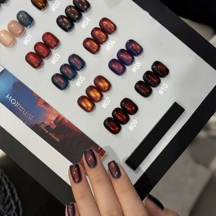 MIANEL 10ML Fiery Sunset Glass Beads Cat Eye Gel Nail Polish Winter Hot style Cat Magnetic Gel Nail Salon Black Nails 1-10pcs