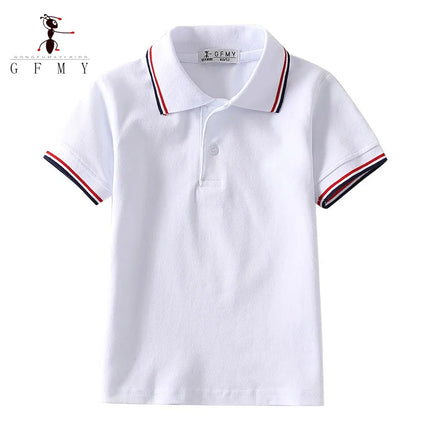 GFMY Children's Lapel Long Sleeved White Polo Shirt  Boys Girls Breathable  Cotton Popular Polo Shirt 3T-18T School Uniform TopS