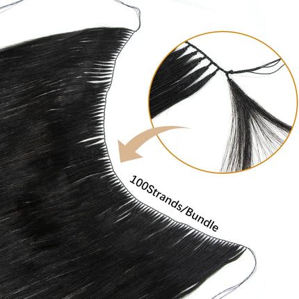 VADES Invisible Feather Hair Extensions Human Hair Long Straight Hair Extension Natural Sew In Microring Hair Weft  for Women
