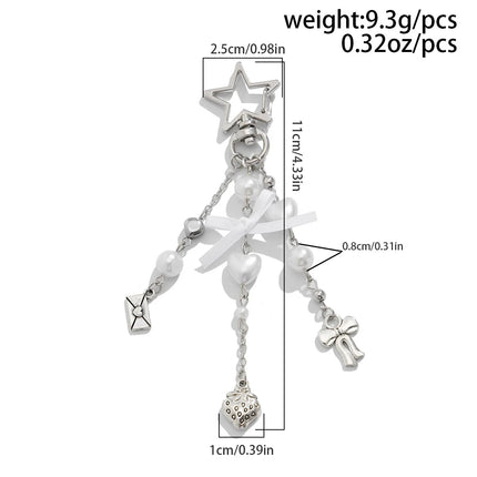 Cute Anti Loss Keychain Y2K Fashion Creamy Style Sweet Bag Small Pendant Fresh Butterfly Bow Pink Star Beaded Buckle Decoration