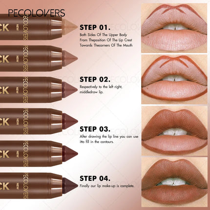1PC Deep Brown Series-Matte Lip Liner and Lipstick-Waterproof, Sweat-proof, Long-lasting-Dual Use-Everyday Makeup-Easy-to-Apply