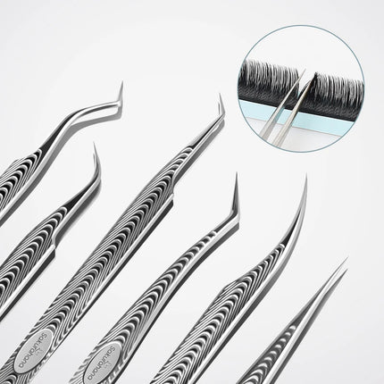 SAKURAHANA Anti-Static Eyelash Tweezers Professional High Precision Volume Extension Stainless Steel Anti-slip Makeup Tool