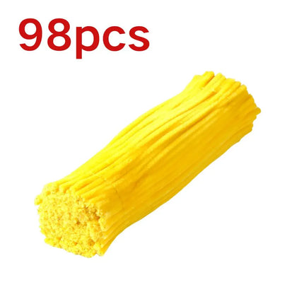 98pcs Green/White/Yellow Chenille Pipe Cleaners, DIY Handmade Flower Ornaments Art Craft Materials YMY