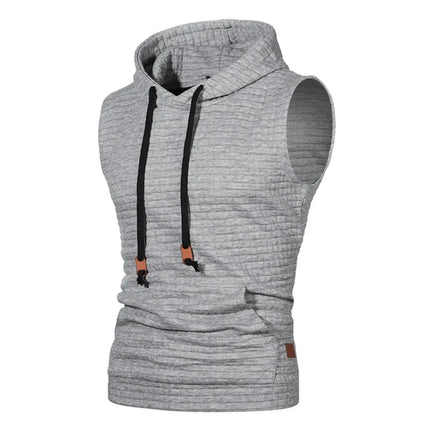 Fashionable New Men's Vest Hooded Sleeveless Solid Color Casual Slimming Smooths Your Silhouette Tank Top Three Colors